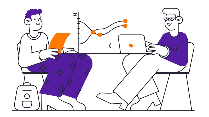 Bringfy illustration of two people analyzing delivery data
